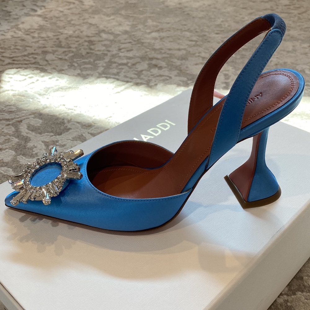 Amina Muaddi Begum satin slingbacks - Picture 1 of 5